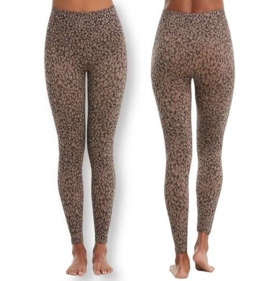Spanx Leggings Leopard Print Seamless Knit High Rise Look At Me Now Size S - Picture 2 of 14